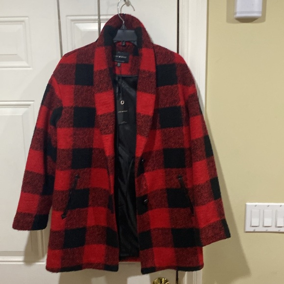 New with tag Lucky Brand Buffalo Plaid red black jacket coat - Picture 3 of 13